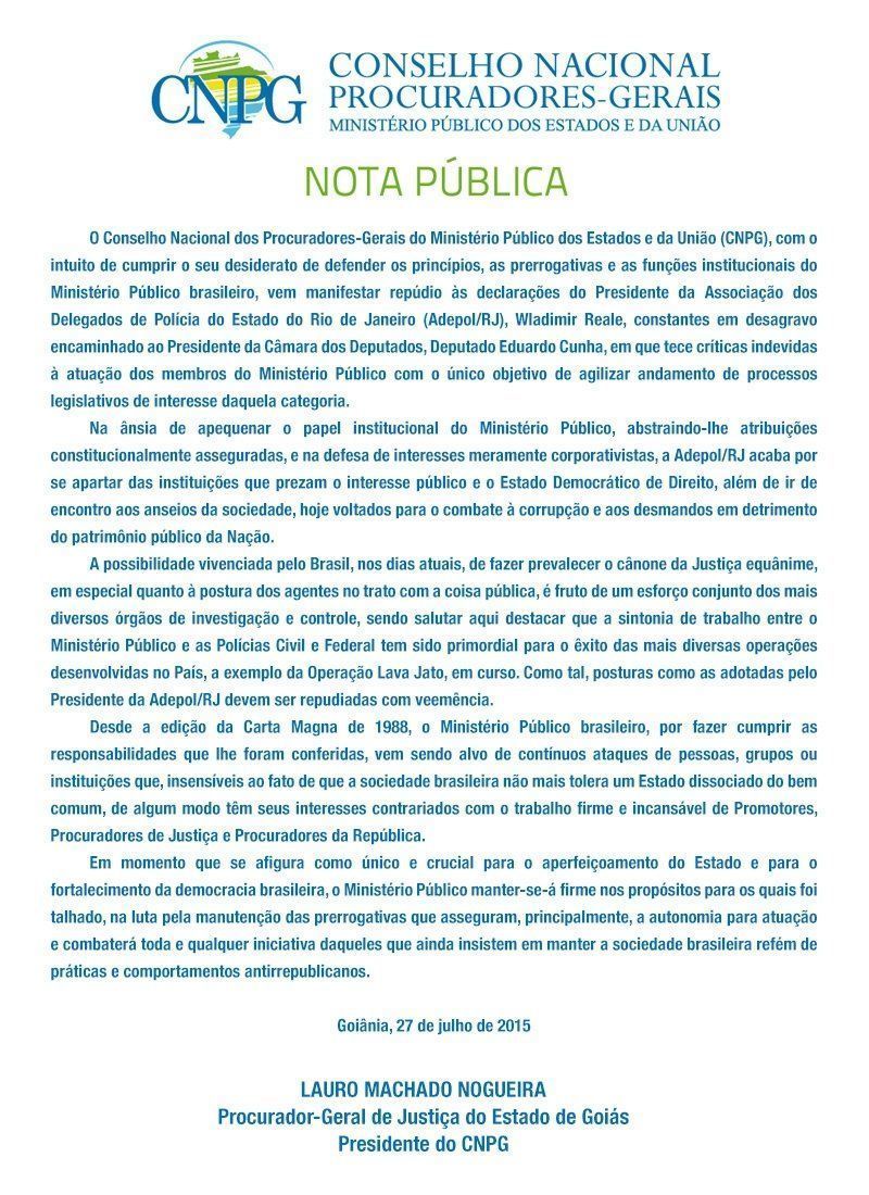 Nota Publica CNPG - Adepol RJ