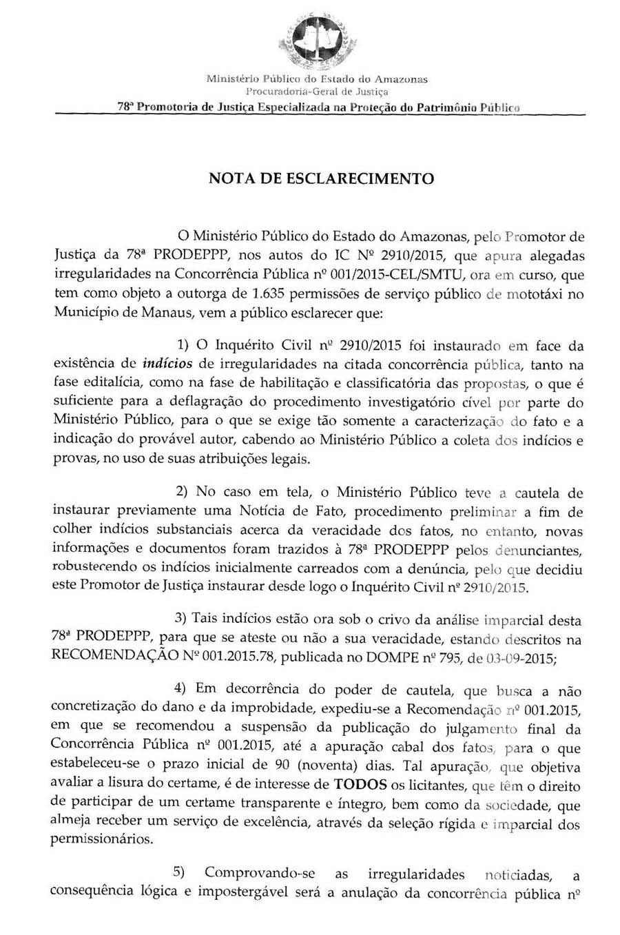 Nota de Esclarecimento Página 1