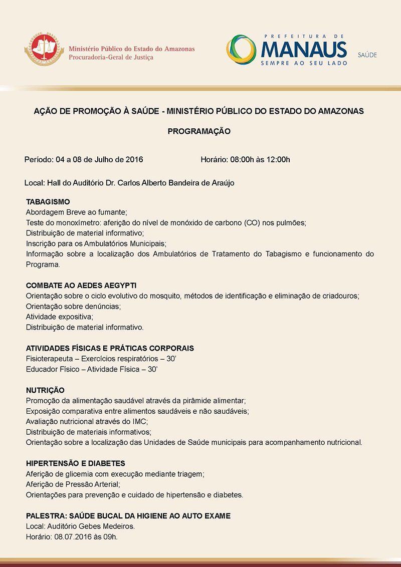 Programação da Ação de promoção à saúde